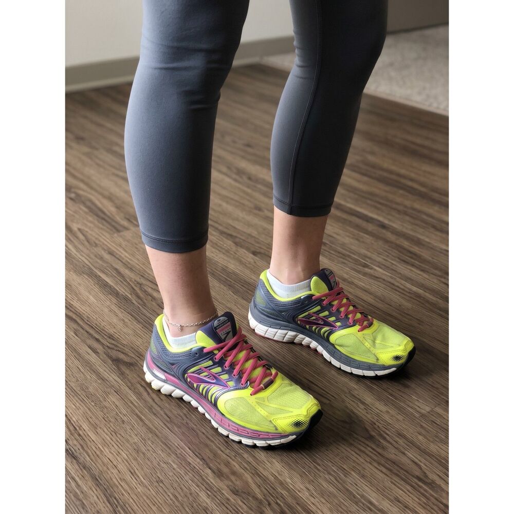 Brooks Glycerin 11 Sneaker Women's US 7.5 B Neon Yellow Gray Running Shoes